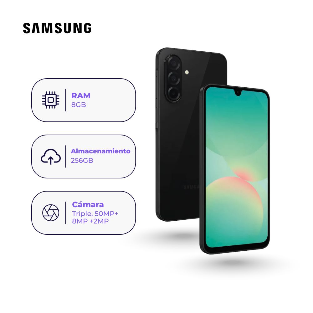 Samsung Galaxy A26 5G 256GB 8GB Ram Negro + Adaptador USB-C Samsung Original 15W