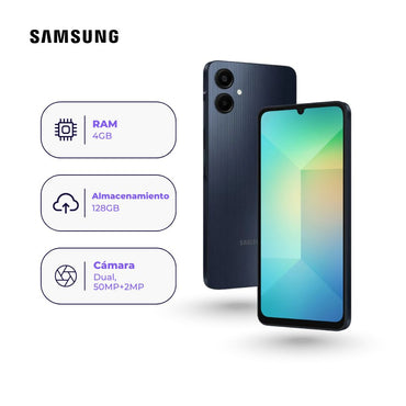 Celular Samsung Galaxy A06 128GB 4GB Negro + Adaptador USB-C Samsung Original 15W