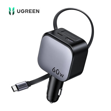 Cargador de Carro UGREEN Nexode 60W con Cable USB-C Retráctil