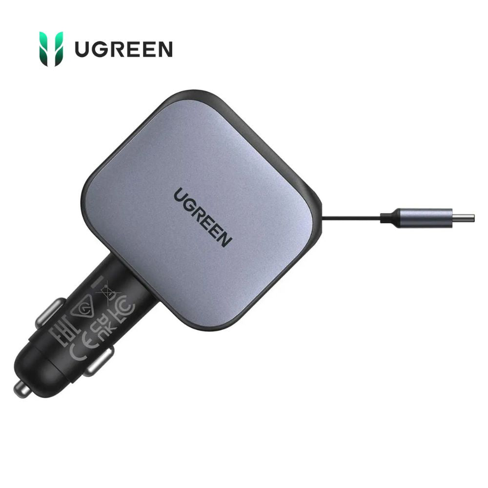 Cargador de Carro UGREEN Nexode 60W con Cable USB-C Retráctil