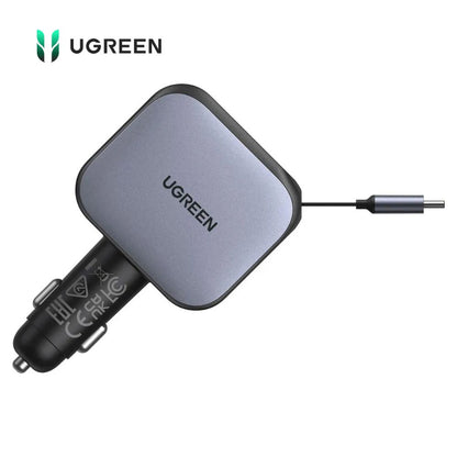Cargador de Carro UGREEN Nexode 60W con Cable USB-C Retráctil