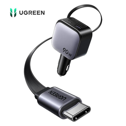 Cargador de Carro UGREEN Nexode 90W con Cable USB-C Retráctil