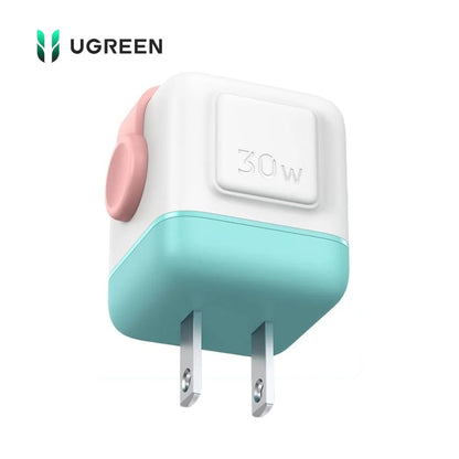Cargador UGREEN Robot Nexode USB-C 30W GaN Color Pink Blue