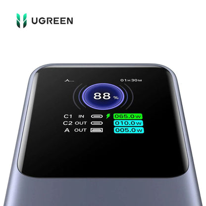 Power Bank UGREEN Nexode 25000 mAh 200W con Pantalla TFT Color Gris Espacial