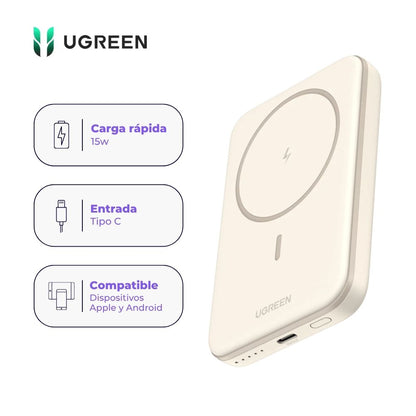 Power Bank UGREEN PB560 Magnético MagSafe 5000mAh 15W USB-C Beige