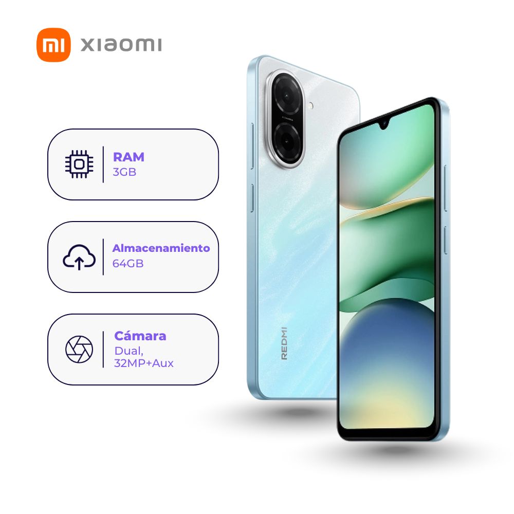 Xiaomi Redmi A5 4G 64GB 3GB Azul + Smartwatch + Audífonos + Mica