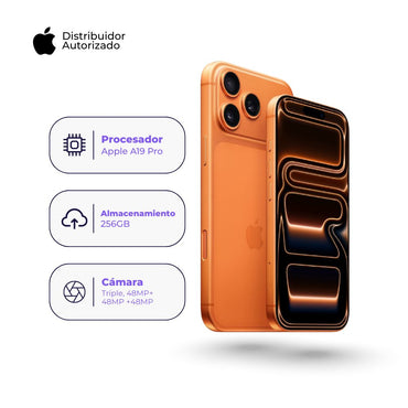 Celular iPhone 17 Pro Max C/CHIP 256GB Naranja cósmico + Case + Cubo Apple iPhone Tipo C de 20W