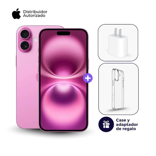 Celular iPhone 16 128GB Color Rosa + Cargador Apple iPhone Tipo C de 20W
